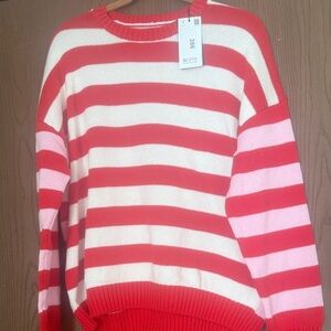 Piombo Striped Red and Pink Women's Sweater 100 percent cotton